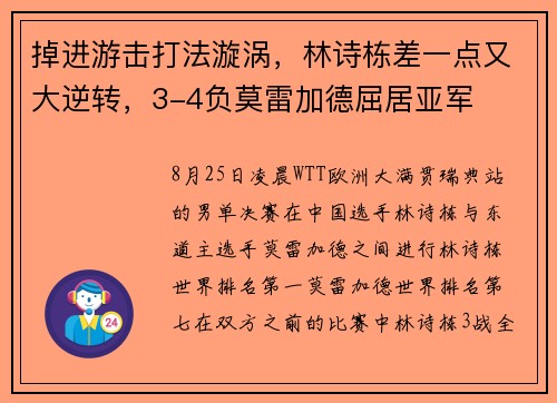 掉进游击打法漩涡，林诗栋差一点又大逆转，3-4负莫雷加德屈居亚军